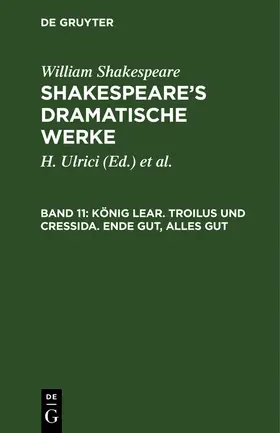 Shakespeare / &lt;Deutsche Shakespeare-Gesellschaft&gt; / Schlegel |  König Lear. Troilus und Cressida. Ende gut, alles gut | Buch |  Sack Fachmedien