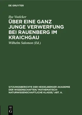 Voelcker / Salomon |  Über eine ganz junge Verwerfung bei Rauenberg im Kraichgau | Buch |  Sack Fachmedien