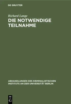 Lange |  Die notwendige Teilnahme | Buch |  Sack Fachmedien