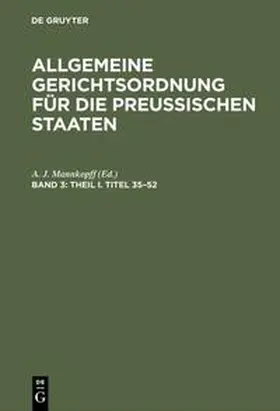 Mannkopff |  Theil I. Titel 35-52 | Buch |  Sack Fachmedien