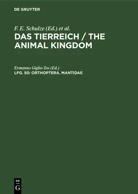 Giglio-Tos |  Orthoptera. Mantidae | Buch |  Sack Fachmedien