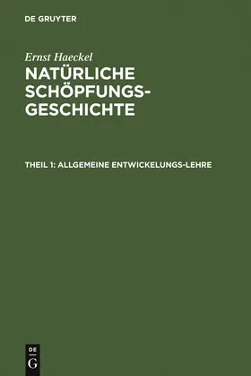 Haeckel |  Allgemeine Entwickelungs-Lehre | Buch |  Sack Fachmedien