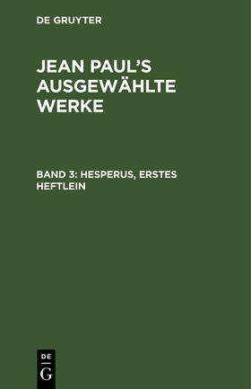 Paul |  Hesperus, erstes Heftlein | Buch |  Sack Fachmedien