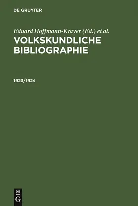 Hoffmann-Krayer / Geiger |  1923/1924 | Buch |  Sack Fachmedien