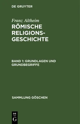 Altheim |  Grundlagen und Grundbegriffe | Buch |  Sack Fachmedien