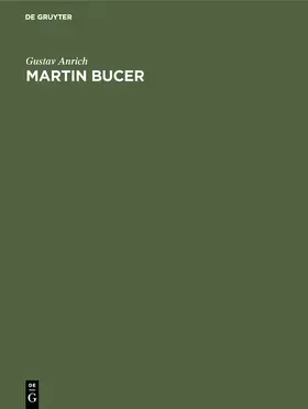 Anrich |  Martin Bucer | Buch |  Sack Fachmedien