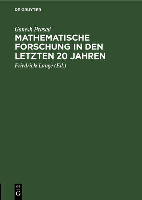 Prasad / Lange |  Mathematische Forschung in den letzten 20 Jahren | Buch |  Sack Fachmedien
