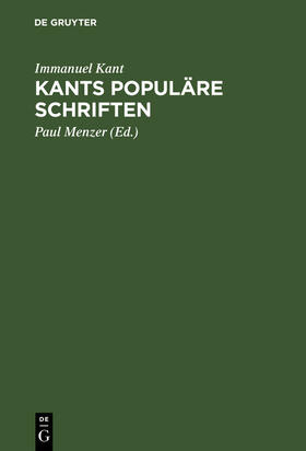 Kant / Menzer |  Kants Populäre Schriften | Buch |  Sack Fachmedien