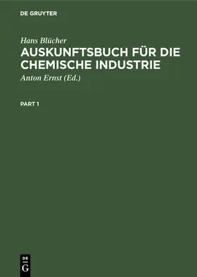 Blücher / Ernst |  Auskunftsbuch für die chemische Industrie | Buch |  Sack Fachmedien