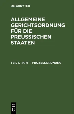 Degruyter |  Prozeßordnung | Buch |  Sack Fachmedien