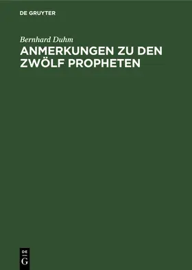 Duhm |  Anmerkungen zu den zwölf Propheten | Buch |  Sack Fachmedien