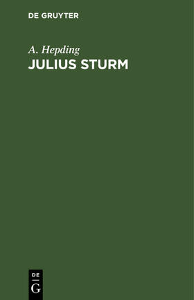 Hepding |  Julius Sturm | Buch |  Sack Fachmedien