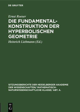 Roeser / Liebmann |  Die Fundamentalkonstruktion der hyperbolischen Geometrie | Buch |  Sack Fachmedien