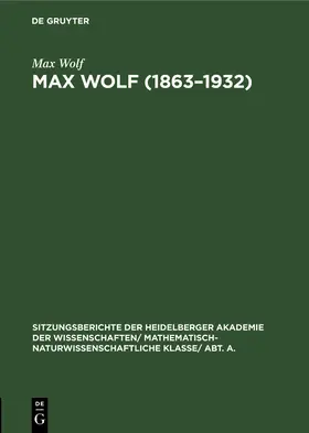 Wolf |  Max Wolf (1863¿1932) | Buch |  Sack Fachmedien