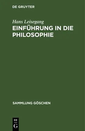 Leisegang |  Einführung in die Philosophie | Buch |  Sack Fachmedien