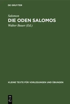 Salomon / Bauer |  Die Oden Salomos | Buch |  Sack Fachmedien