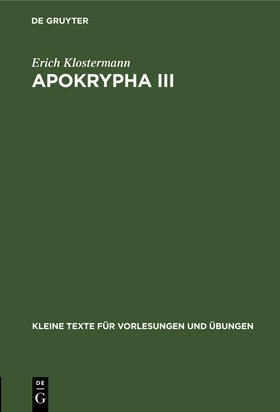Klostermann |  Apokrypha III | Buch |  Sack Fachmedien