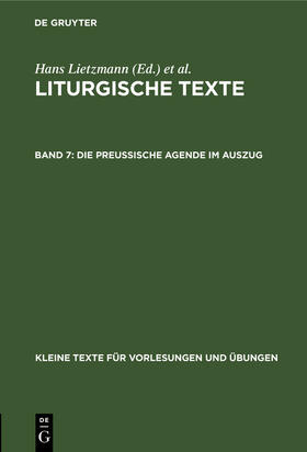 Lietzmann |  Die Preussische Agende im Auszug | Buch |  Sack Fachmedien