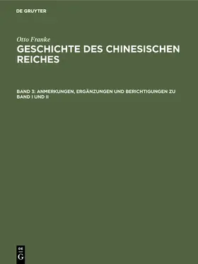 Franke |  Anmerkungen, Ergänzungen und Berichtigungen zu Band I und II | Buch |  Sack Fachmedien