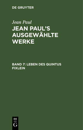 Paul |  Leben des Quintus Fixlein | Buch |  Sack Fachmedien