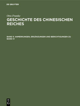 Franke |  Anmerkungen, Ergänzungen und Berichtigungen zu Band IV | Buch |  Sack Fachmedien