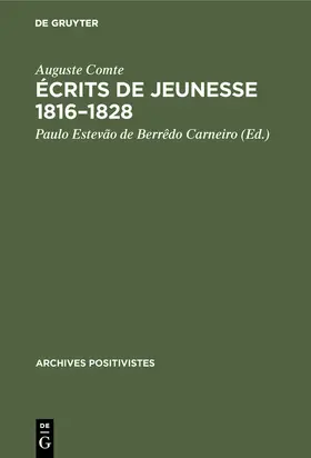 Comte / Carneiro |  Écrits de jeunesse 1816¿1828 | Buch |  Sack Fachmedien