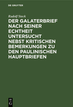 Steck |  Der Galaterbrief nach seiner Echtheit untersucht nebst kritischen Bemerkungen zu den paulinischen Hauptbriefen | Buch |  Sack Fachmedien