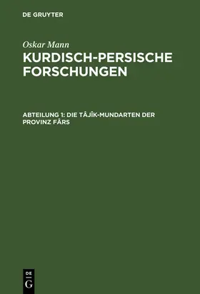 Mann |  Die Tâjîk-Mundarten der Provinz Fârs | Buch |  Sack Fachmedien