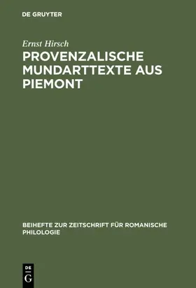 Hirsch |  Provenzalische Mundarttexte aus Piemont | eBook | Sack Fachmedien