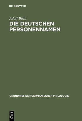 Bach |  Die deutschen Personennamen | eBook | Sack Fachmedien