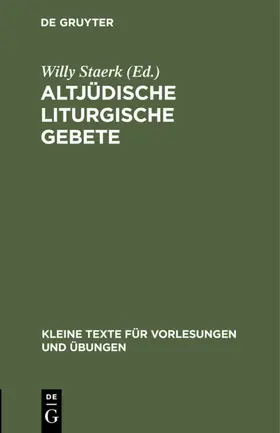 Staerk |  Altjüdische liturgische Gebete | eBook | Sack Fachmedien