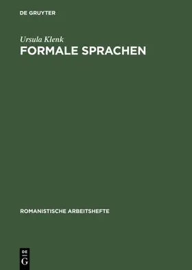 Klenk |  Formale Sprachen | eBook | Sack Fachmedien