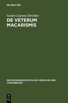 Dirichlet |  De veterum macarismis | eBook | Sack Fachmedien