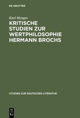 Menges |  Kritische Studien zur Wertphilosophie Hermann Brochs | eBook | Sack Fachmedien