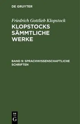 Klopstock |  Sprachwissenschaftliche Schriften | eBook | Sack Fachmedien