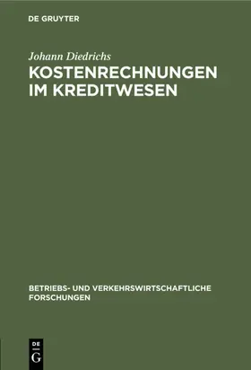 Diedrichs |  Kostenrechnungen im Kreditwesen | eBook | Sack Fachmedien