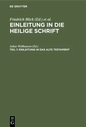 Wellhausen |  Einleitung in das Alte Testament | eBook | Sack Fachmedien