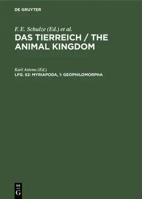 Attems |  Myriapoda,  1: Geophilomorpha | eBook | Sack Fachmedien