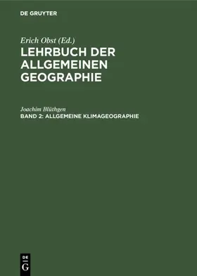 Blüthgen |  Allgemeine Klimageographie | eBook | Sack Fachmedien