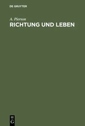 Pierson |  Richtung und Leben | eBook | Sack Fachmedien