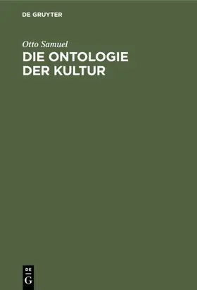 Samuel |  Die Ontologie der Kultur | eBook | Sack Fachmedien