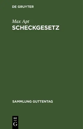 Apt |  Scheckgesetz | eBook | Sack Fachmedien