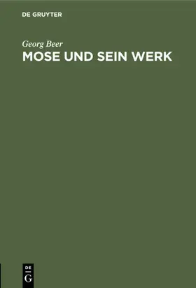 Beer |  Mose und sein Werk | eBook | Sack Fachmedien