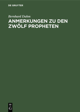 Duhm |  Anmerkungen zu den zwölf Propheten | eBook | Sack Fachmedien