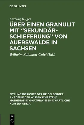 Rüger / Salomon-Calvi |  Über einen Granulit mit “Sekundärschieferung” von Auerswalde in Sachsen | eBook | Sack Fachmedien