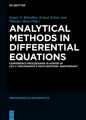 Meleshko / Schulz / Moyo |  Analytical Methods in Differential Equations | Buch |  Sack Fachmedien