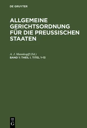 Mannkopff |  Theil I. Titel 1–13 | eBook | Sack Fachmedien