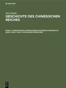 Franke |  Anmerkungen, Ergänzungen und Berichtigungen zu Band I und II. Sach- und Namen-Verzeichnis | eBook | Sack Fachmedien