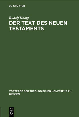 Knopf |  Der Text des Neuen Testaments | eBook | Sack Fachmedien