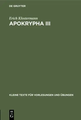 Klostermann |  Apokrypha III | eBook | Sack Fachmedien